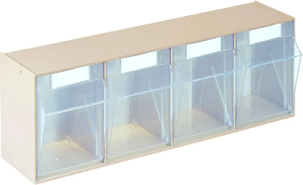 BAC basculants transparent en module 600 x 137 x 207 mm (4 compartiment)