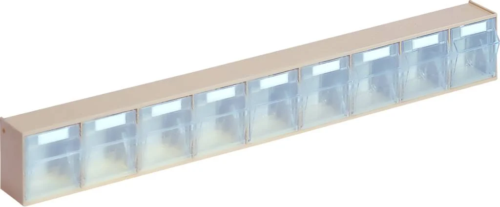 BAC basculants transparent en module 600 x 51 x 77 mm (9 compartiments)