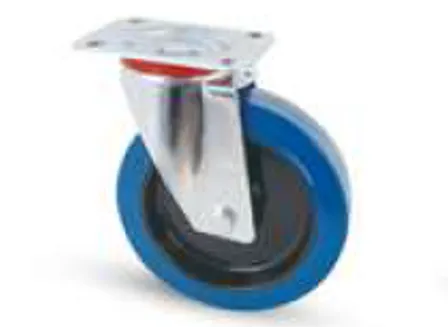 Roulette caoutchouc BLEU D160mm (pivot) 