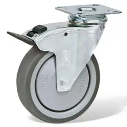 Roulette caoutchouc GRIS  trou frein D100