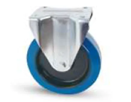 Roulette caoutchouc BLEU D80mm (Fixe)  