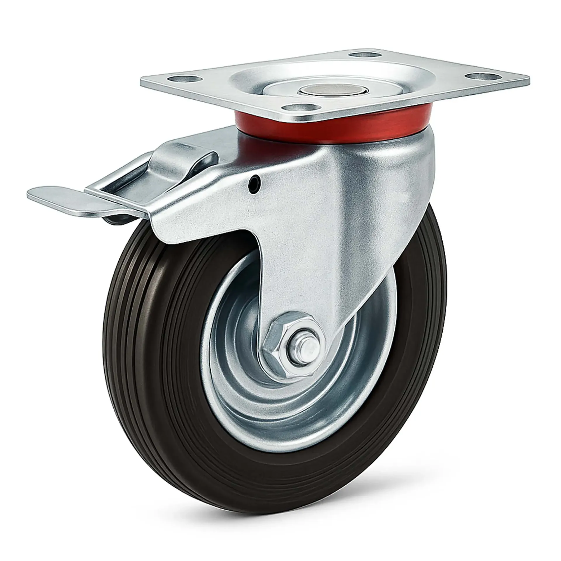Roulette polyurethane NOIR D120mm (pivot+frein) 