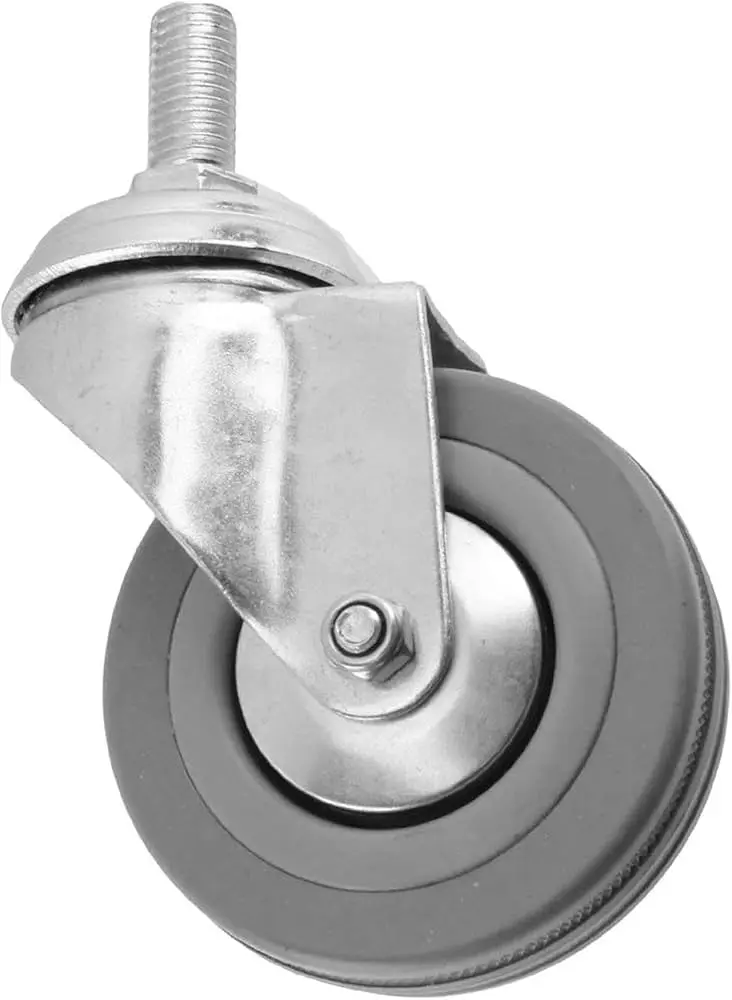 Roulette caoutchouc GRIS D125mm (tige pivot sans frein)