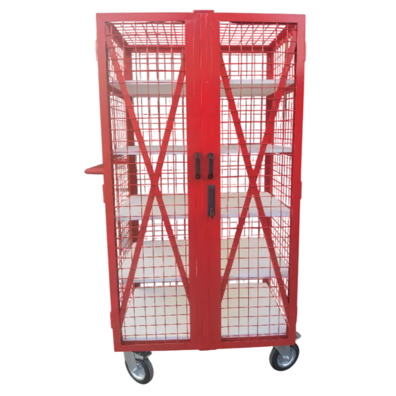 Chariot métallique ferme avec portes et serrure