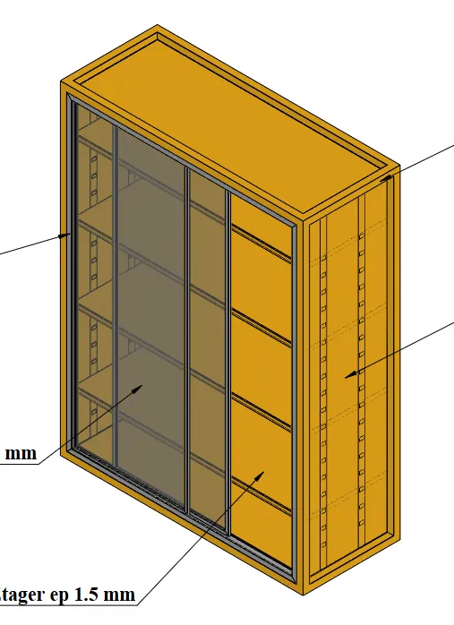 Armoire pièce L 1500 x Lg 600 x H 2000 mm